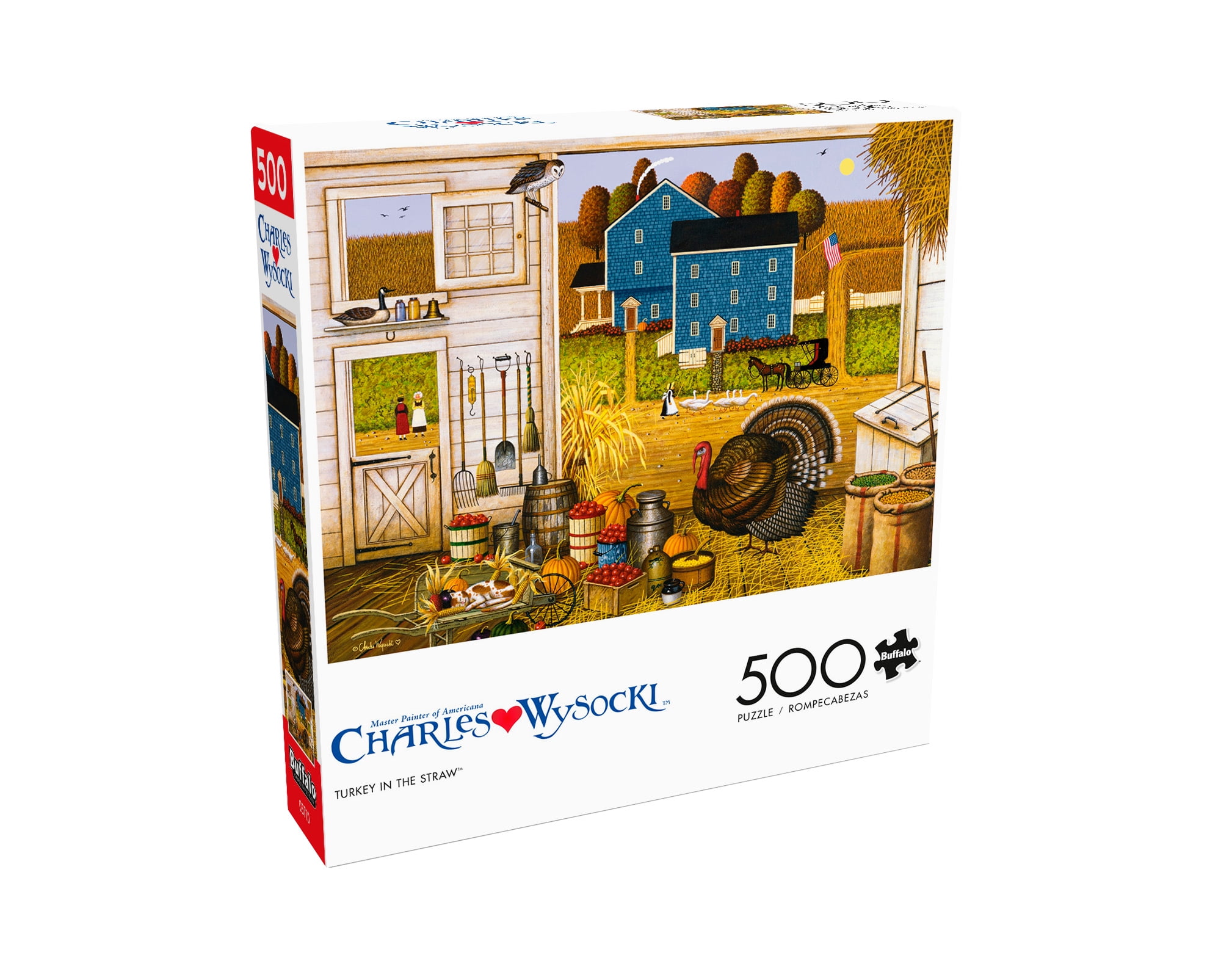 Buffalo Games Charles Wysocki Turkey In The Straw 500-Piece Interlocking Jigsaw Puzzle for Adults Ages 14+
