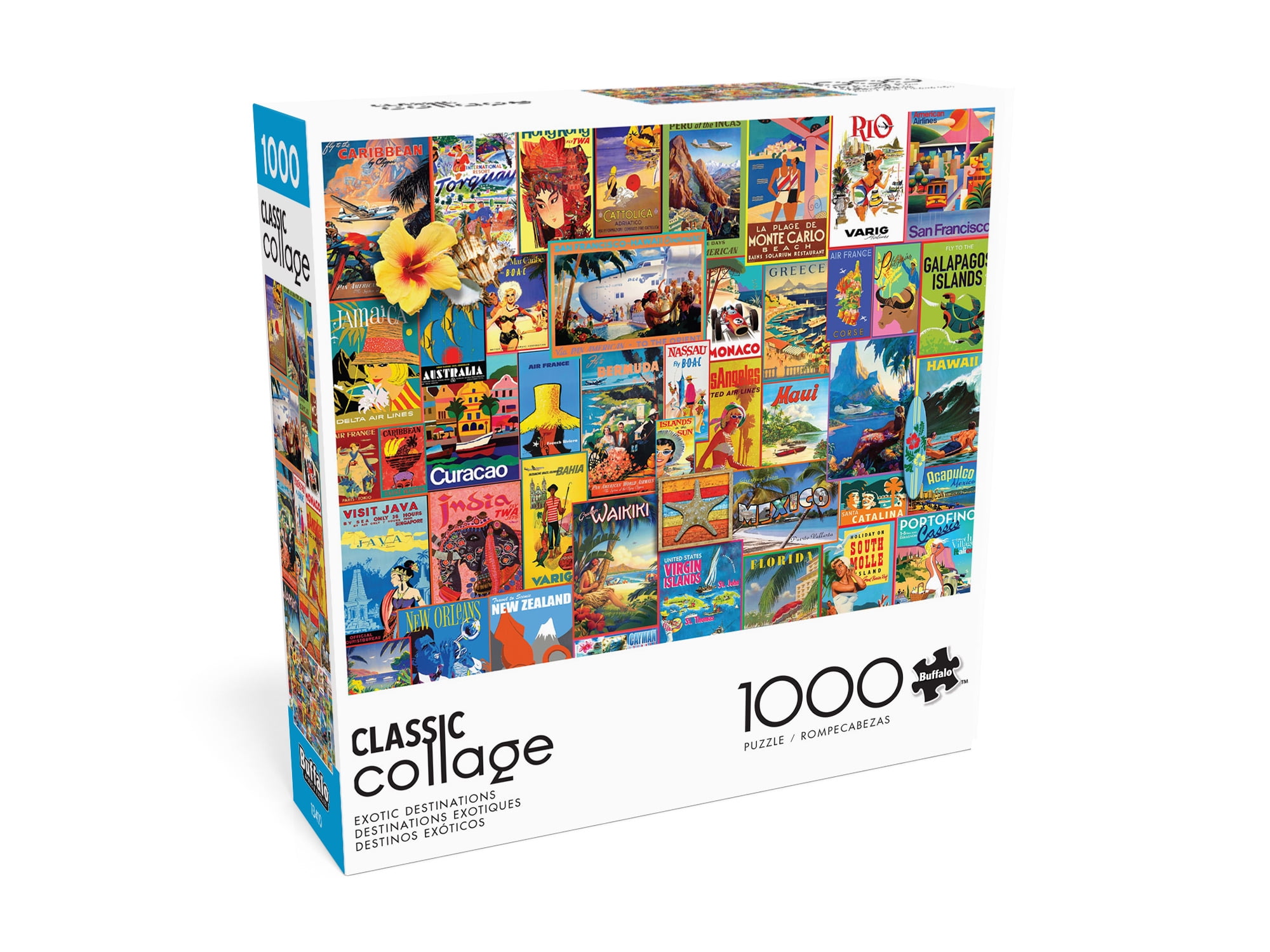 Buffalo Games Classic Collage Exotic Destinations 1000-Piece Interlocking Jigsaw Puzzle for Adults Ages 14+
