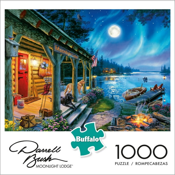 Buffalo Games Darrell Bush - Moonlight Lodge 1000 Pieces Jigsaw Puzzle