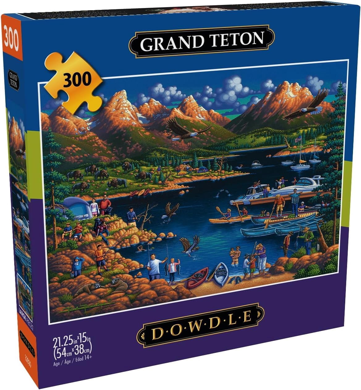 Buffalo Games – Eric Dowdle 4-in-1 Multipack – 3x 300 Teile & 1x 500 Teile Panorama-Puzzle – USA-Städte & Landschaften – Inkl. Poster