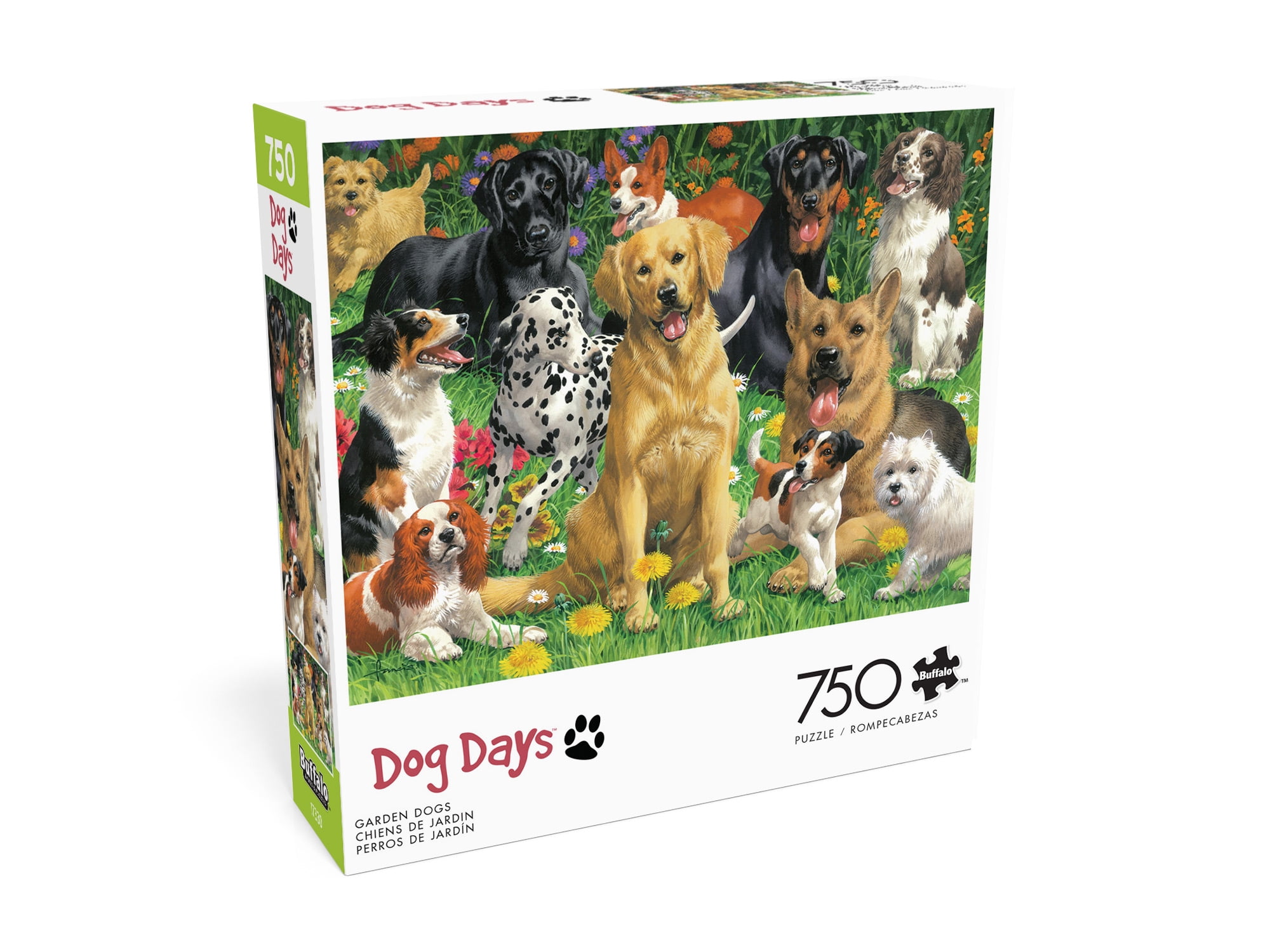 Buffalo Games Garden Dogs 750-Piece 24 x 18-Inch Interlocking Jigsaw Puzzle for Adults Ages 14+