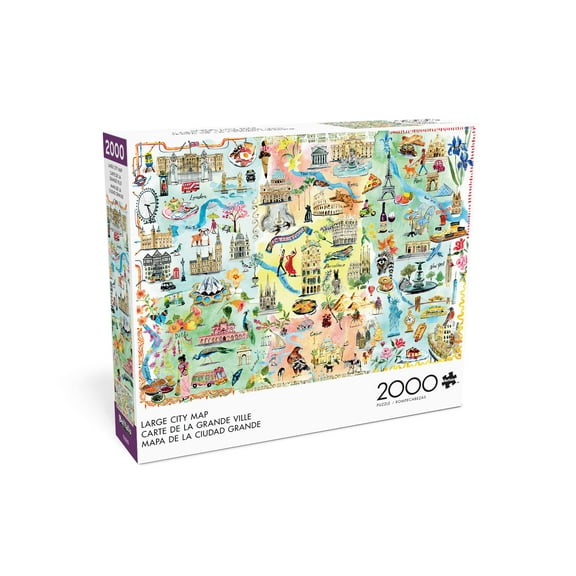 Buffalo Games Large City Map 2000-Piece 38.5 x 26.5-Inch Interlocking Jigsaw Puzzle for Adults Ages 14+