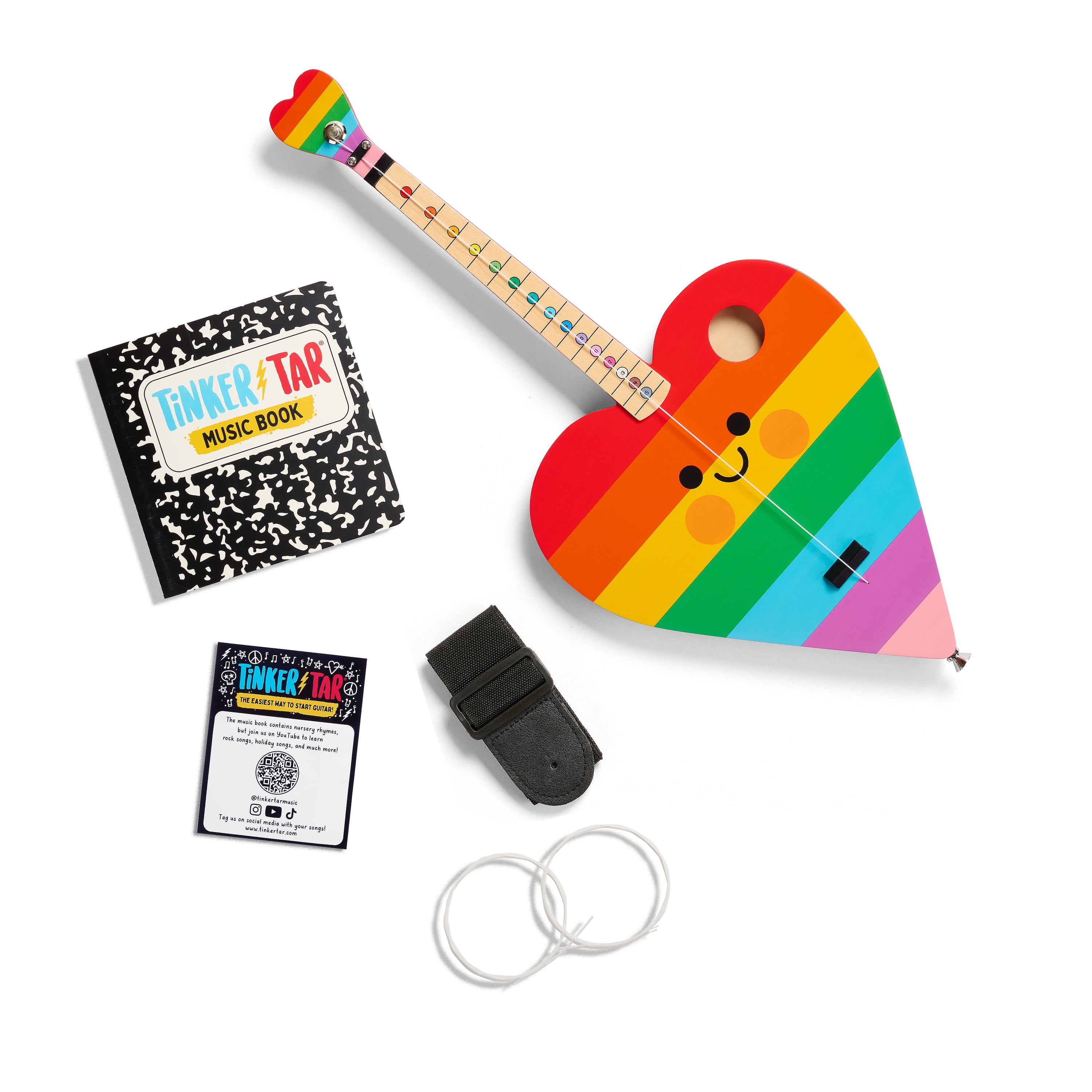 Tinker Tar 1-String Guitar Created for Beginners, Rainbow Heart