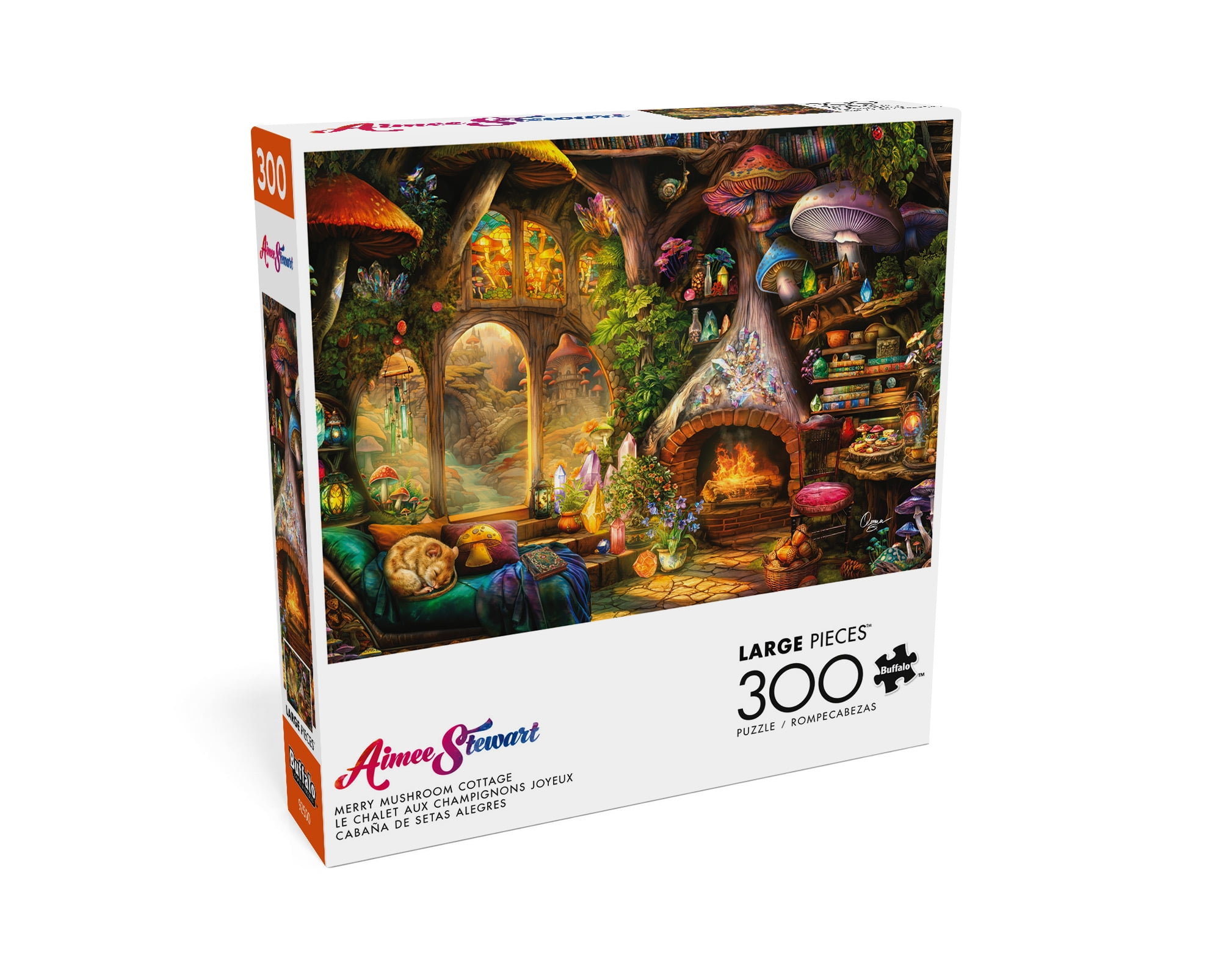 Buffalo Games Merry Mushroom Cottage 300-Piece 21.25 x 15-Inch Interlocking Jigsaw Puzzle for Adults Ages 14+