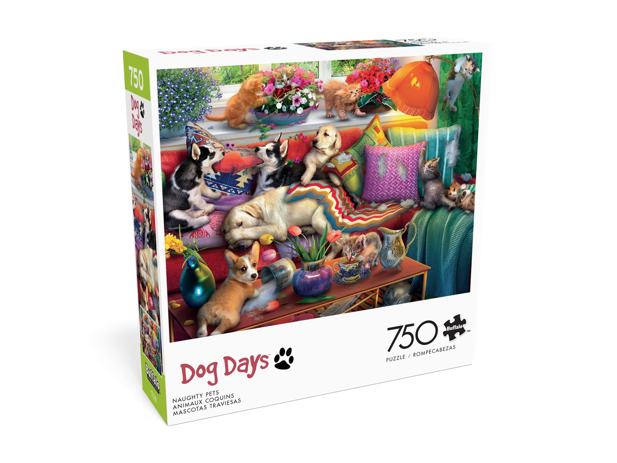 Buffalo Games Naughty Pets 750-Piece 24 x 18-Inch Interlocking Jigsaw Puzzle for Adults Ages 14+