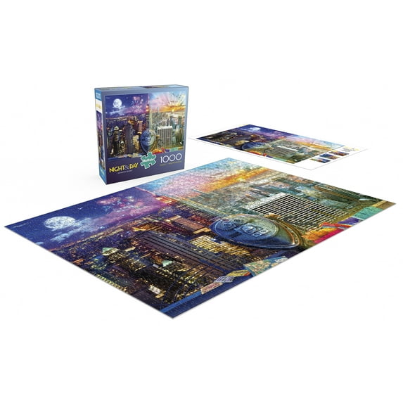 Buffalo Games Night & Day Manhattan Skyline 1000 Piece Jigsaw Puzzle