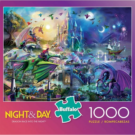 Buffalo Games Night and Day Series Rose Dragon 1000 Pieces Jigsaw Puzzle