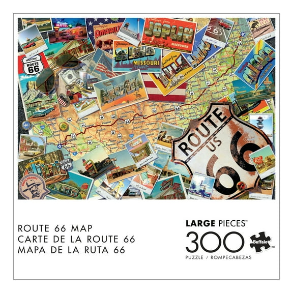 Buffalo Games Route 66 Map 300-Piece Interlocking Jigsaw Puzzle for Adults Ages 14-99 Years