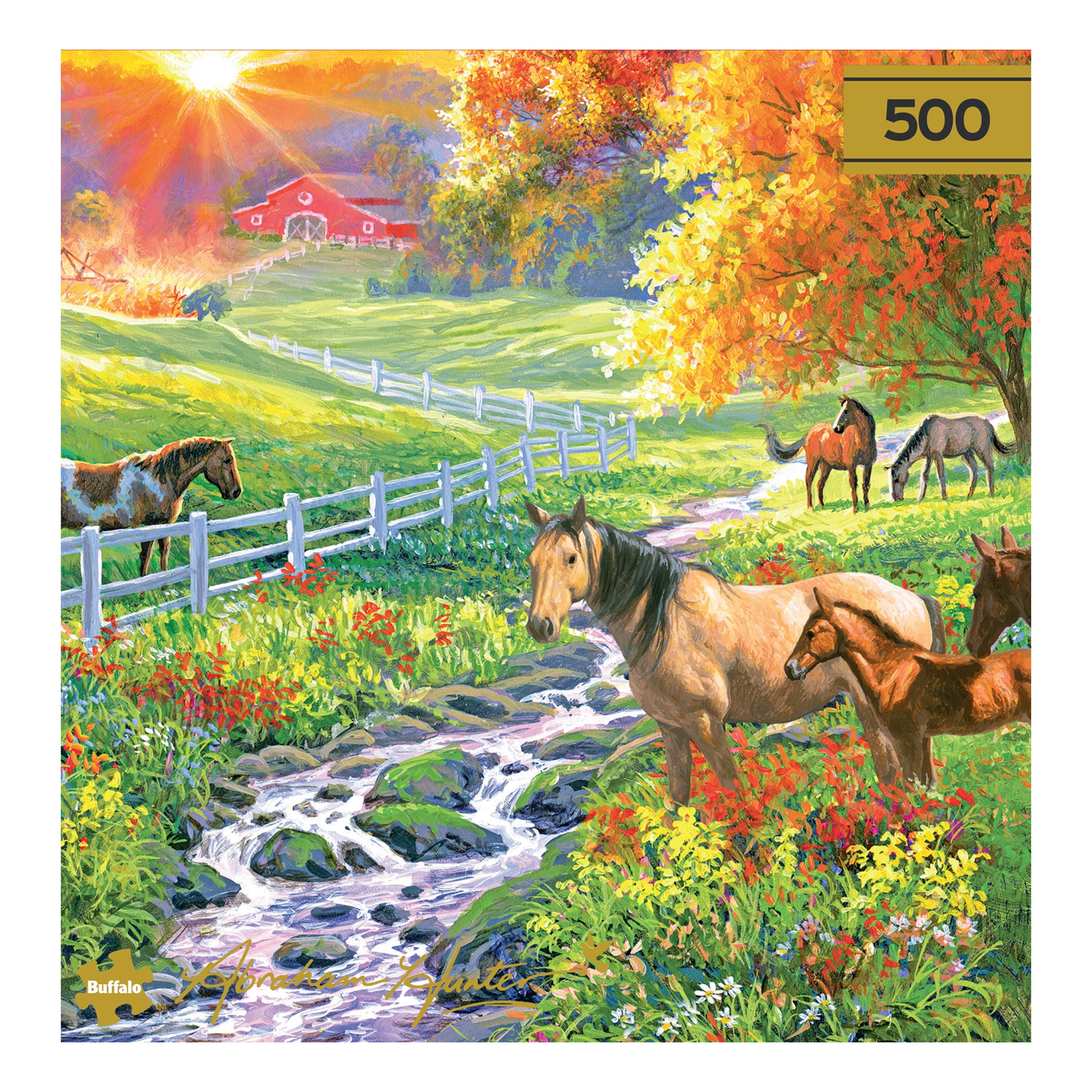 Buffalo Games September Pasture 500-Piece Interlocking Jigsaw Puzzles for Adults Ages 14+