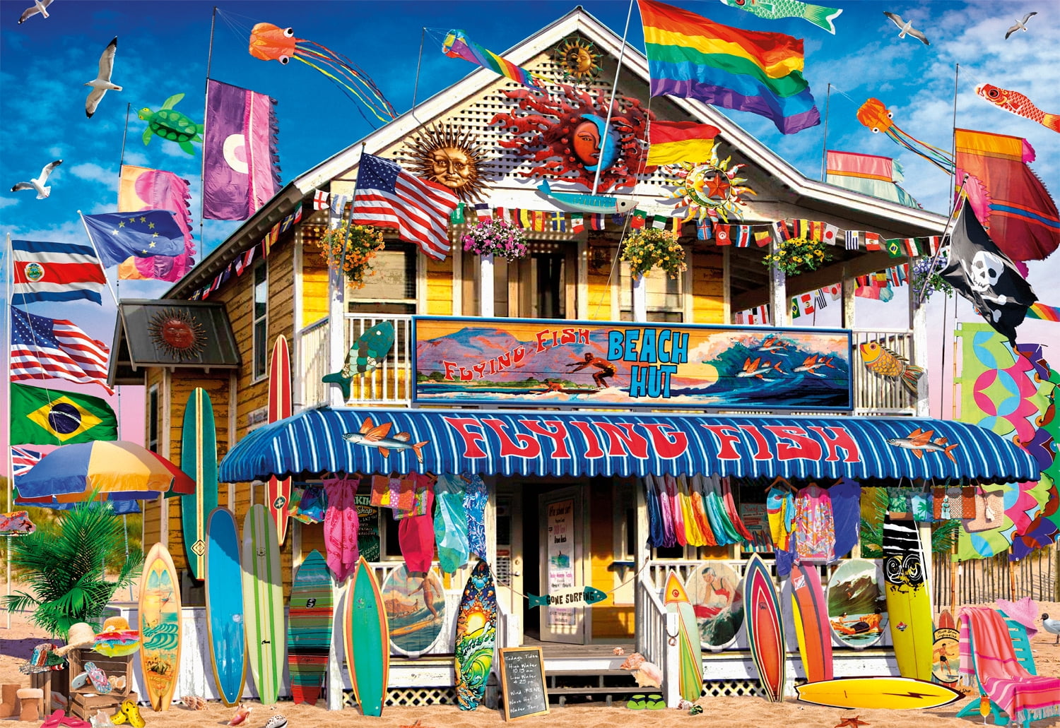 Buffalo Games Surf Shack 2000-Piece 38.5 x 26.5-Inch Interlocking Jigsaw Puzzle for Adults Ages 14+
