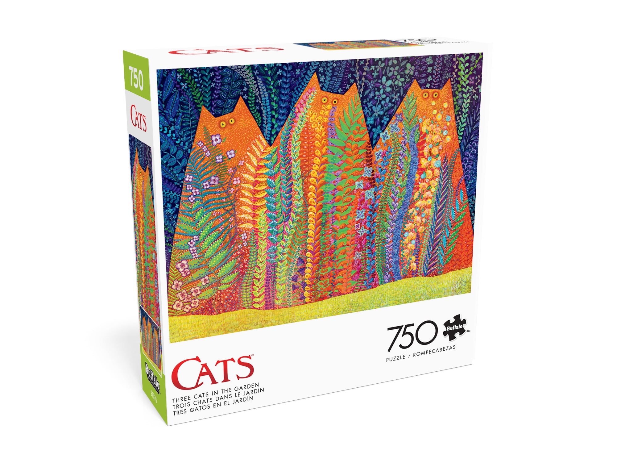 Buffalo Games Three Cats in the Garden 750-Piece 24 x 18-Inch Interlocking Jigsaw Puzzle for Adults Ages 14+