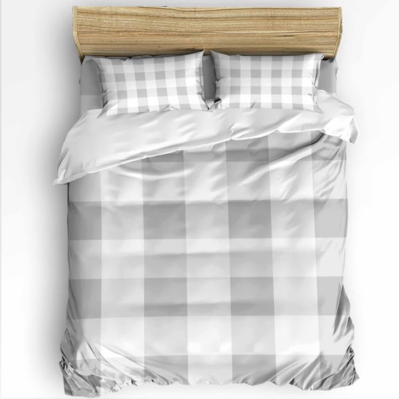 Buffalo Grey Plaid King Size Comforter Set, Spring Simple Pattern Soft Bedding for All Seasons, 4 Pcs Bed Set with 1Comforter (90"x106") ,1 Sheet(94"x116"), 2 Pillowcases (19"x35")