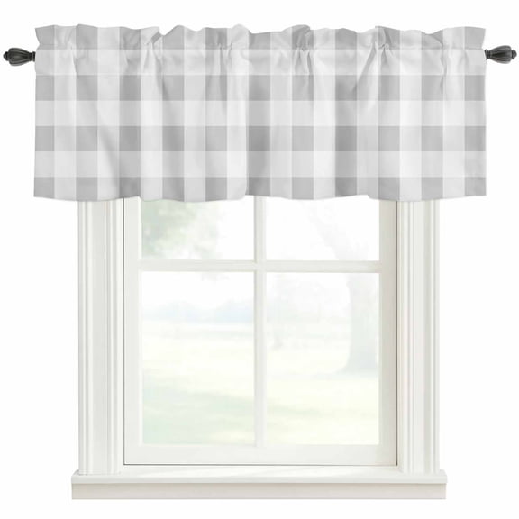 Buffalo Grey Plaid Valances for Windows Spring Simple Pattern Rod Pocket Curtain Valance Window Treatment Short Curtains for Kitchen Living Room, 54"x18"