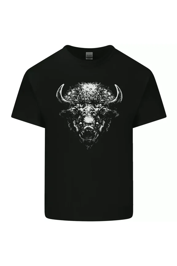 Buffalo Head Horns Fierce Expression Graphic Unisex T-Shirt Y2545, Up to Size 5XL