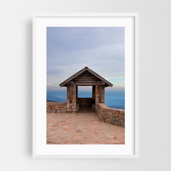 Buffalo Horn Portrait - Mount Buffalo Victoria Australia Photography Architecture Mountain Landscape Rustic Scenic Nature Travel Poster White Framed Wall Art Print 5 x 7 inches