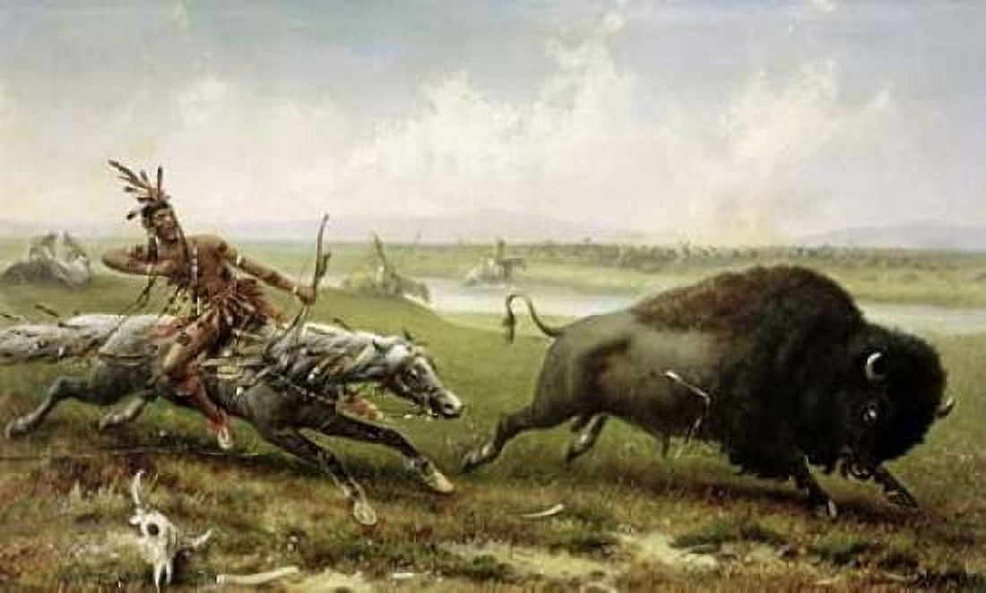 Buffalo Hunt Canvas Art - Frederick Walker (12 x 18)