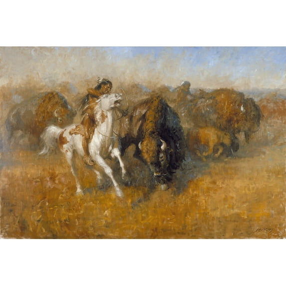 "Buffalo Hunt" by Andy Thomas - Paper Giclee Limited Edition AP - 35 Copies - 20x30 Inches - Rare - 1 Unit per pack