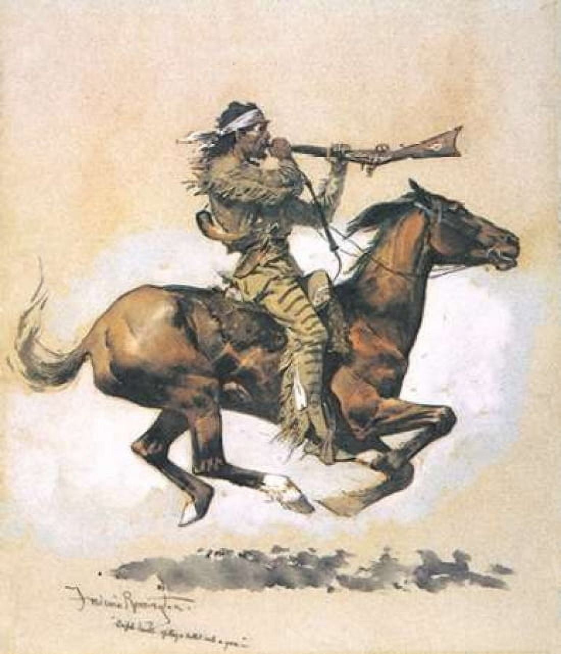 Buffalo Hunter Spitting A Bullet Into A Gun Canvas Art - Frederic Remington (20 x 24)