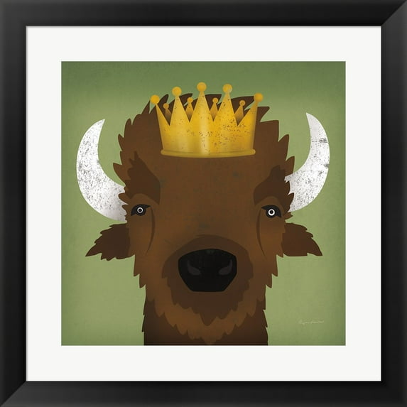 Buffalo III with Crown by Ryan Fowler, Framed Wall Art, 19.5W x 19.5H