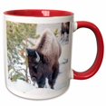 thumbnail image 1 of 3drose, Buffalo in Snow. Yellowstone National Park. Wyoming., 11oz Two-tone Red Mug, 1 of 6