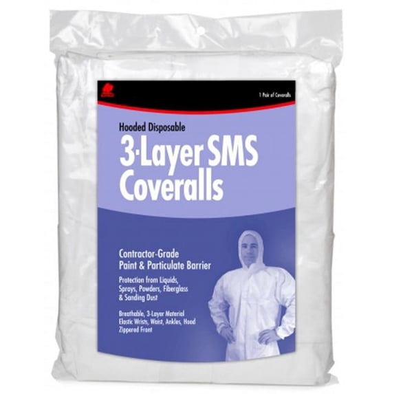 Buffalo Industries 68525 Large Hooded Disposable 3-Layer SMS Coveralls