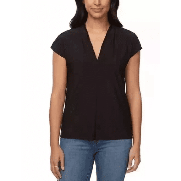Buffalo Jeans Women's V-Neck Blouse, Black, XXL