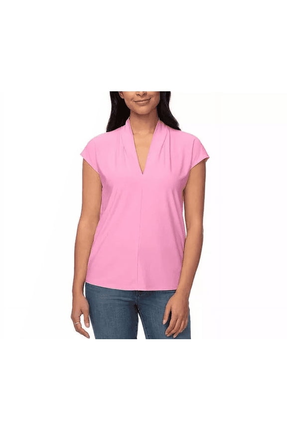 Women's V-Neck Casual Blouse, Pink, Medium