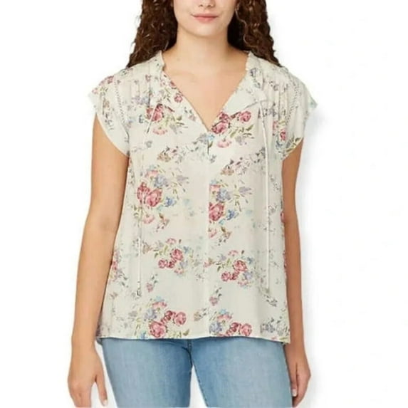 Buffalo Ladies' Flutter Sleeve Floral Blouse (Floral Cascade, S)