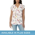 thumbnail image 1 of Buffalo Ladies' Flutter Sleeve Floral Top Split Neckline Tie Closure Size: L, Color: Floral Cascade, 1 of 4
