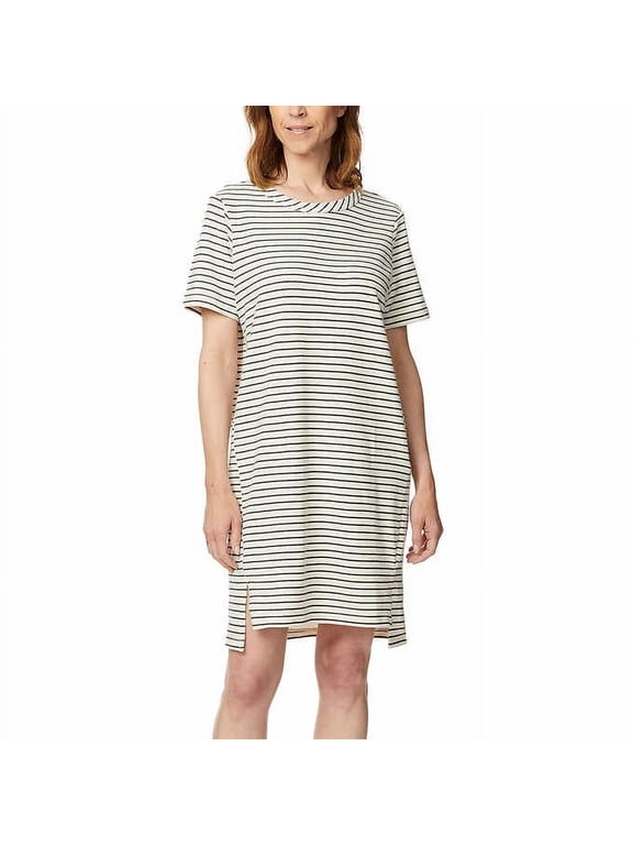 Buffalo Women's Striped Soft Cotton Blend Jersey T-shirt Mini Dress (Black, XXL)