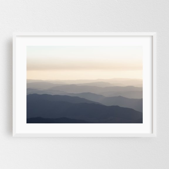 Buffalo Layers - Mount Buffalo Victoria Australia Photography Mountain Landscape Nature Minimalist Scenic Foggy Wilderness White Framed Wall Art Print 5 x 7 inches