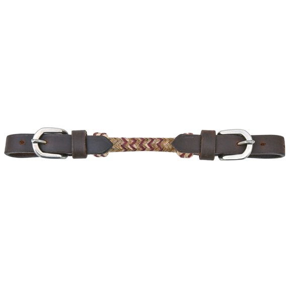 Buffalo Leather Dark Oil Rounded Curb Strap with Natural Rawhide Tan Accent