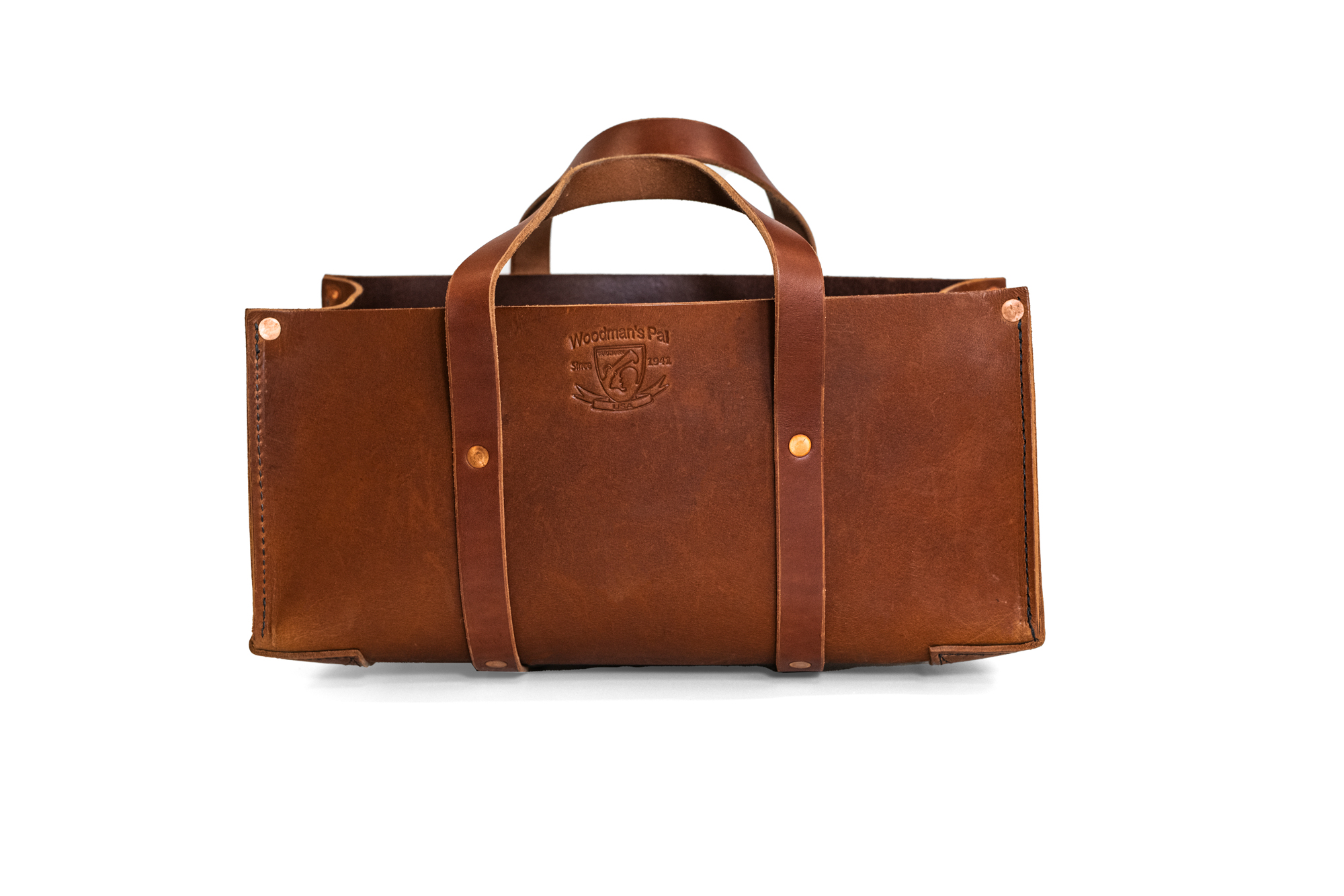 Buffalo Leather Tote Tool Bag For Hand Tools, Gardening, Outdoorsmen, Heavy Duty Premium Storage Leather Organizer (Golden Brown)