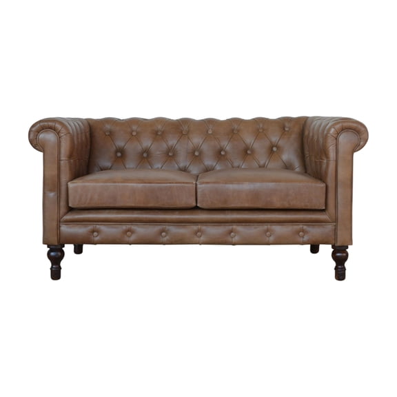 Buffalo Leather Upholstery, Deep Button Details - Perfect for English Country Decor
