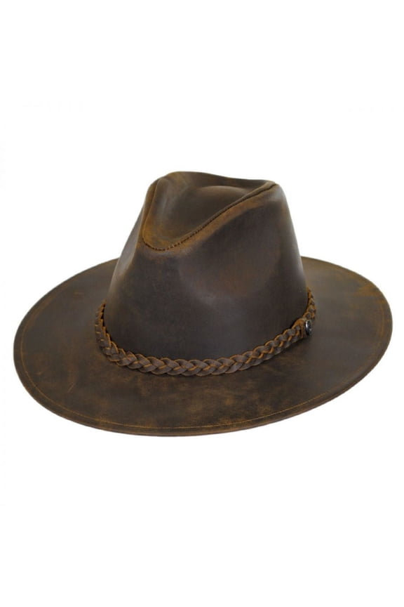 Buffalo Leather Western Hat - XL - Chocolate Brown