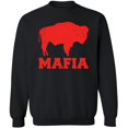 thumbnail image 1 of Buffalo Mafia Distressed Crewneck Sweatshirt | New York Bill Football City Fan Club Pullover Game Day Top (Black, Large), 1 of 14