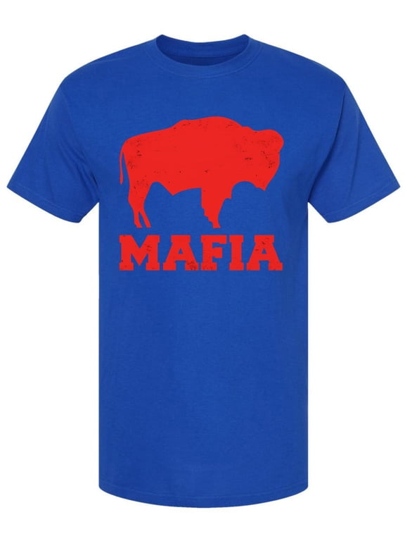 Buffalo Mafia Distressed T-Shirt | New York Bill Football City Fan Club Game Day Tee Shirt for Men & Women (RoyalBlue, Large)