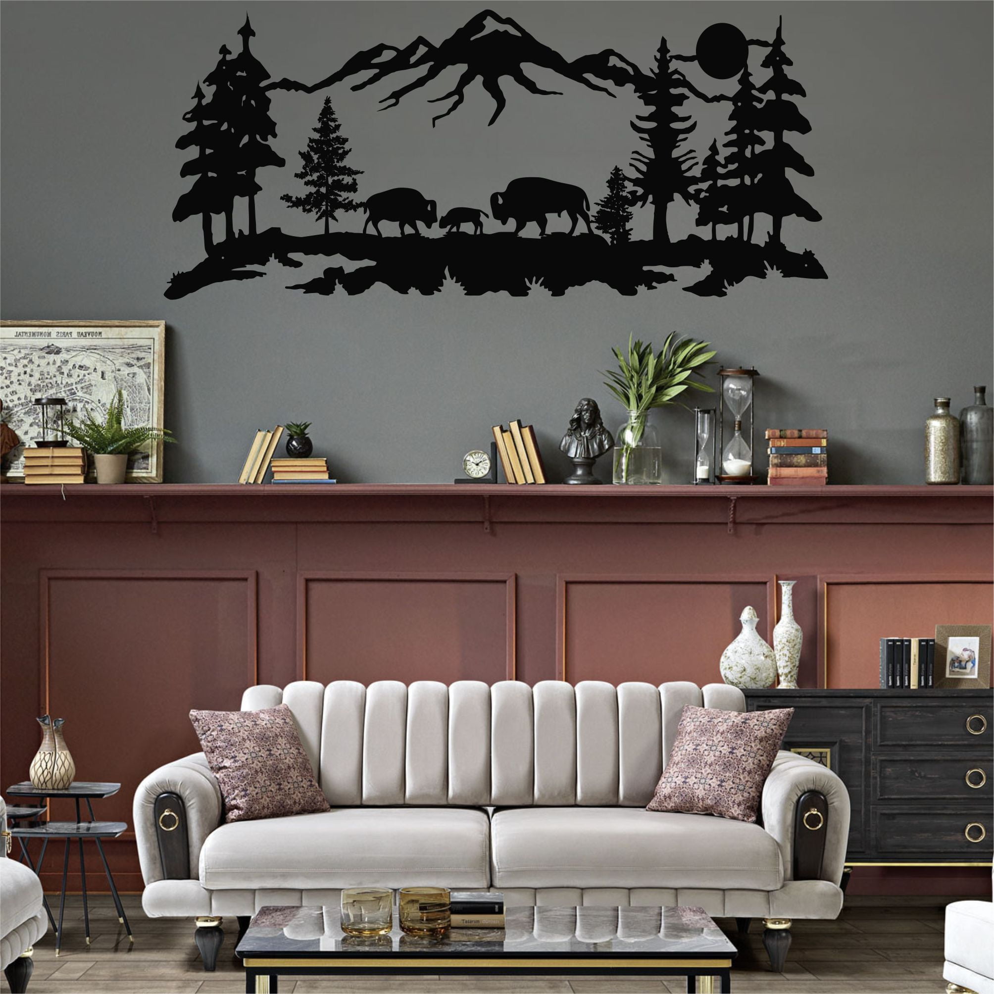 Buffalo Metal Wall Art for Home and Outside WallMounted Geometric