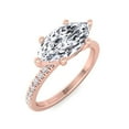 thumbnail image 1 of Buffalo - Moissanite Marquise Cut Lab Diamond Engagement Ring With Sidestones - East West, 1 of 4