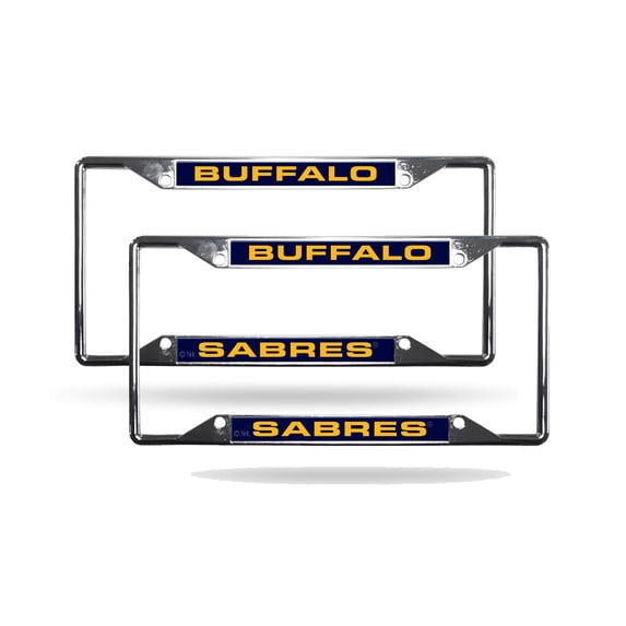 Buffalo Hockey Sabre's (Set of 2) All Corner EZ View Chrome Metal Laser Cut License Plate Frames