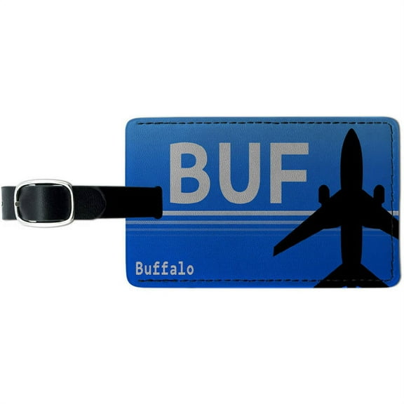 Buffalo NY (BUF) Airport Code Leather Luggage ID Tag Suitcase Carry-On