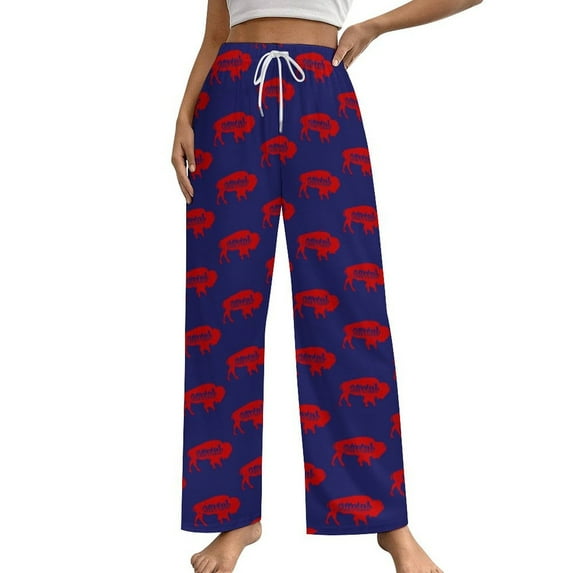 Buffalo NY Red Buffalo Pajama Pants Breathable with Pockets Pajamas For Lady Vintage Sleeping Pants Bedroom Homewear