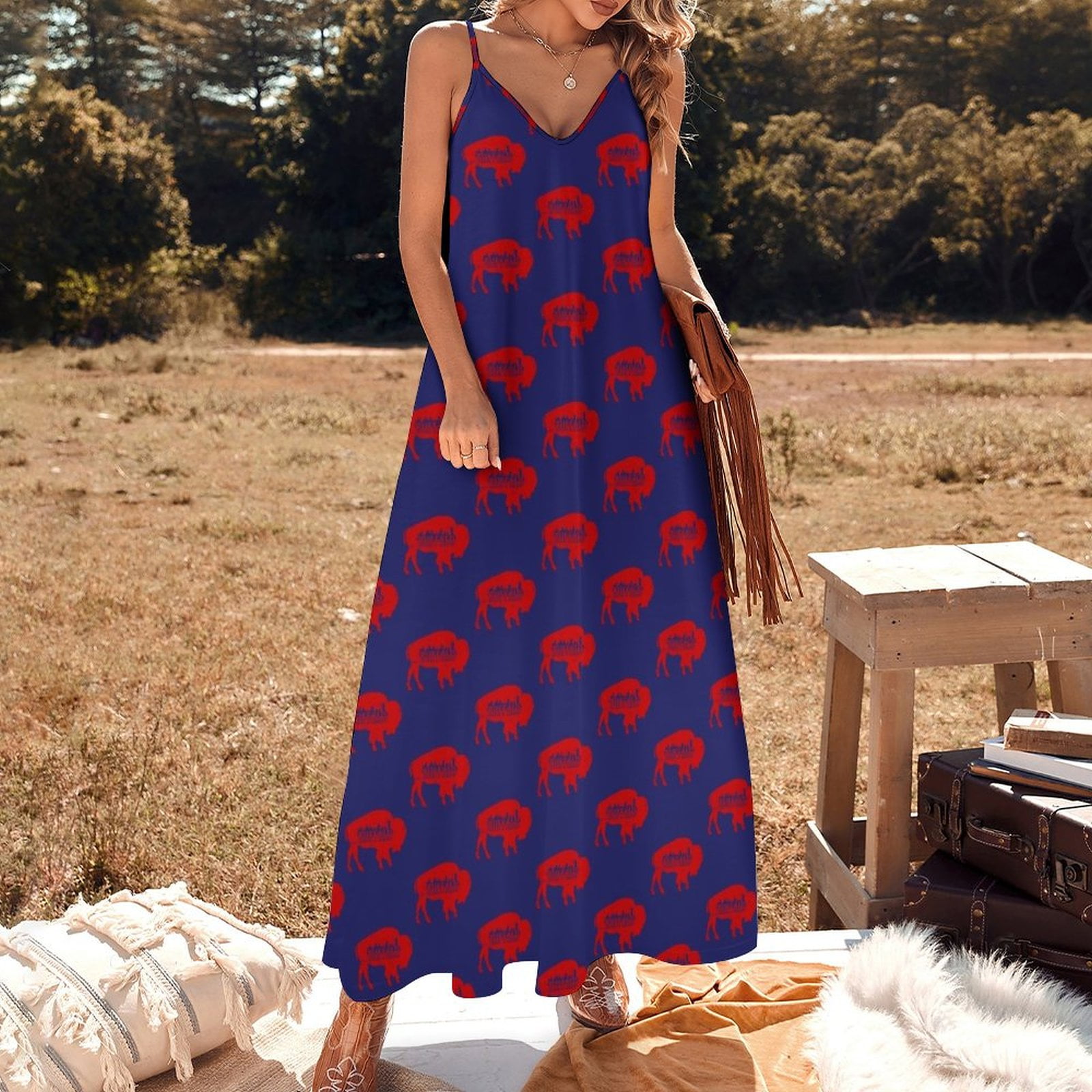 Buffalo NY Red Buffalo Sleeveless Dress summer dress daily Long veiled dresses  prom dress long dress women summer - Walmart.com