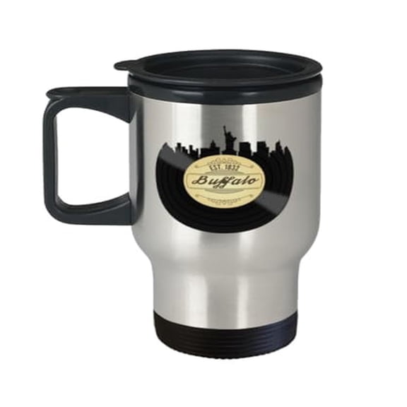 Buffalo NY Travel Mug, Established 1832, 14oz Portable Cup - Perfect Music Gift