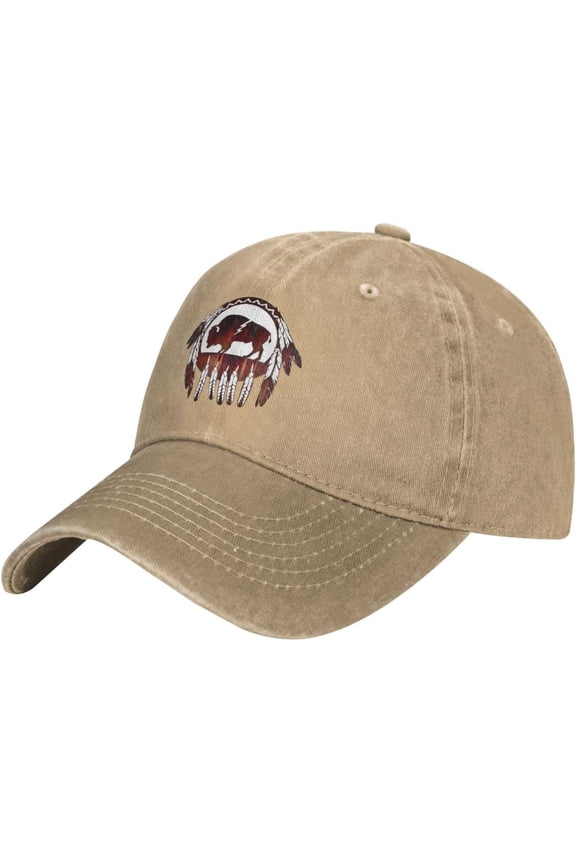 Buffalo Native American Denim Trucker Hat Baseball Cap for Men Or Women Cowboy Black