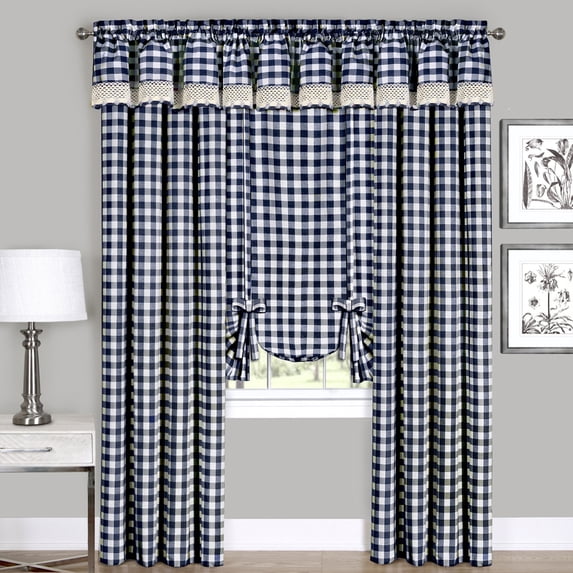 Buffalo Navy Plaid Modern Window Curtain Panel : 42" x 63" Panel - Single