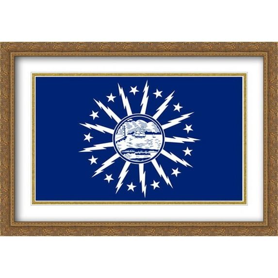 Buffalo, New York 2x Matted 40x28 Large Gold Ornate Framed Art Print by The Flag Art Print Series