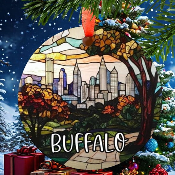 Buffalo New York Christmas Ornament, Ceramic, Acrylic - Travel Souvenir, Holiday Tree Decoration, Keepsake 2025, Gift for Adventurers, Edition, Seasonal Home Décor
