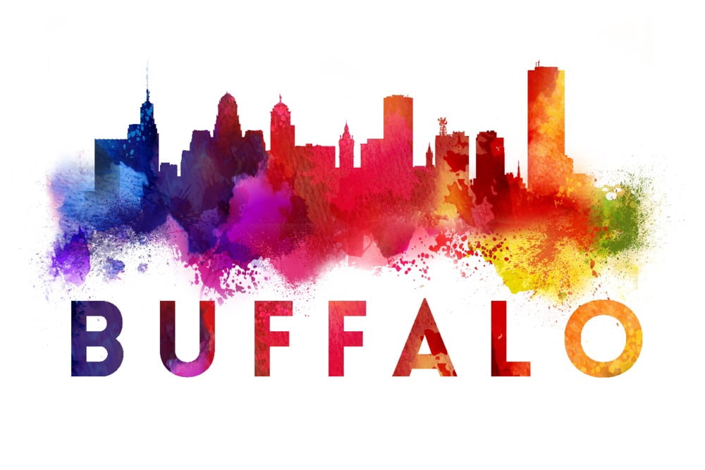 Buffalo, New York, Skyline Abstract, Large Letters (16x24 Giclee ...