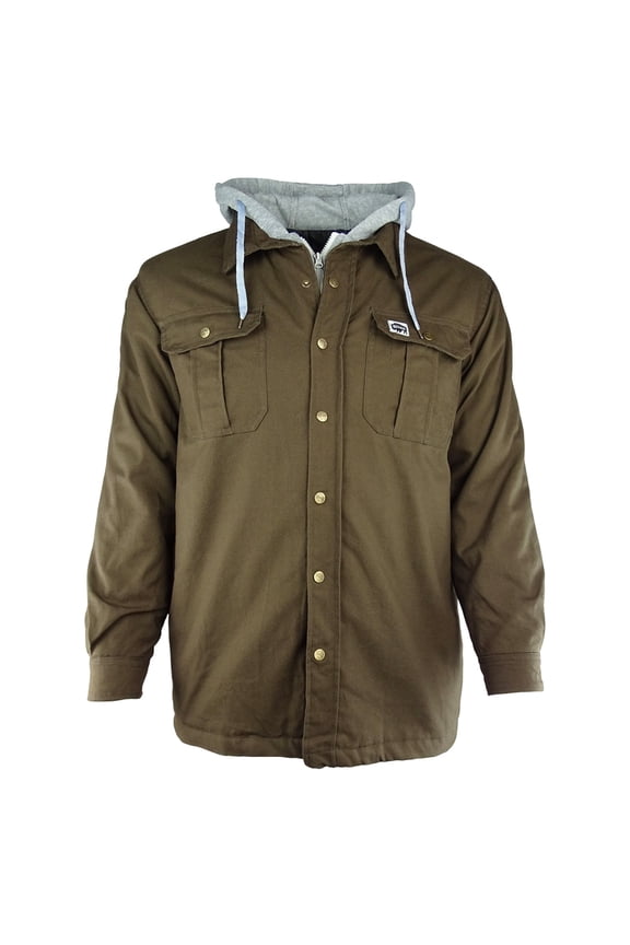 Canvas Hooded Bib Work Jacket Brown